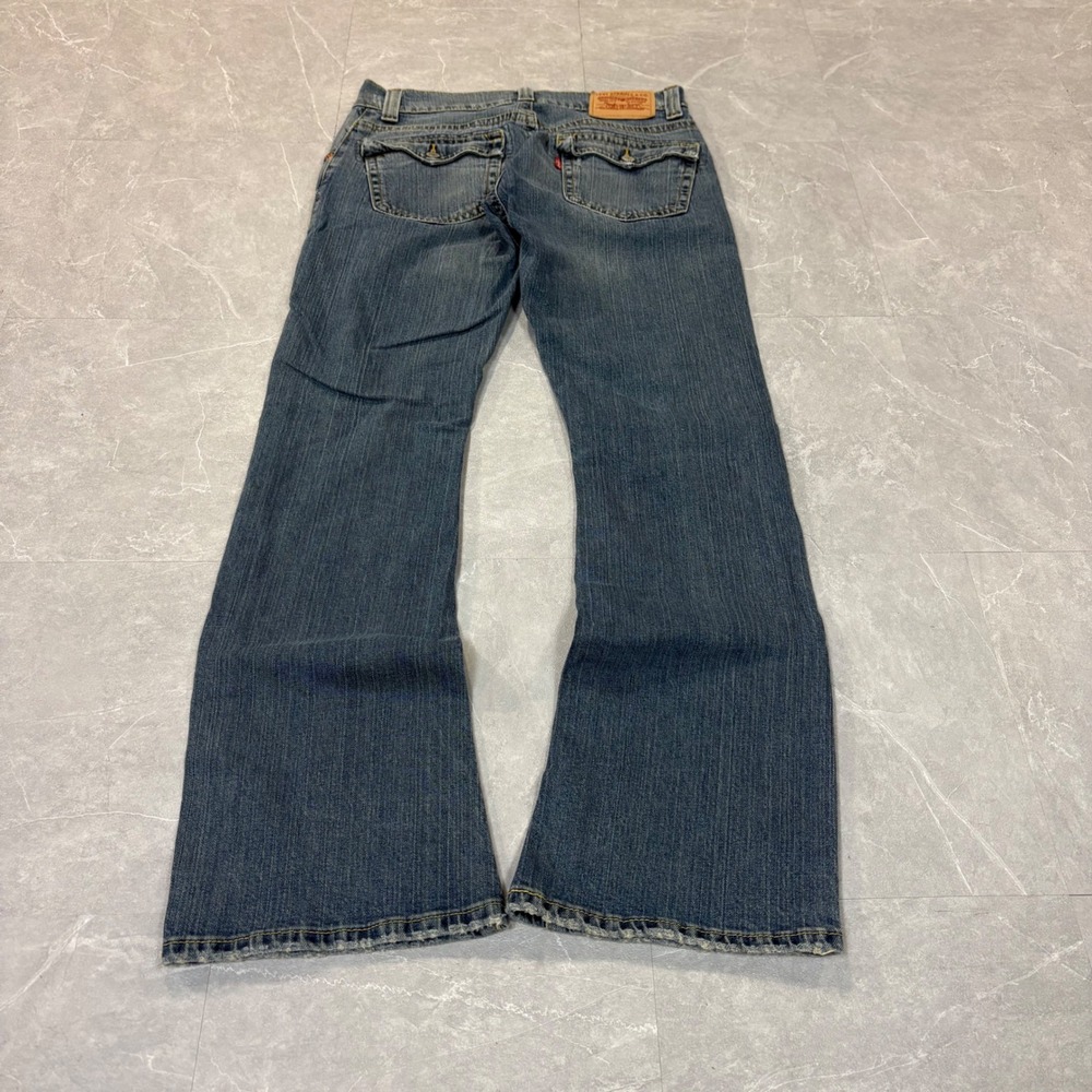 Levis 542 Low Flare Jeans Womens 8M Medium Wash Blue Denim Y2K Flap Pocket